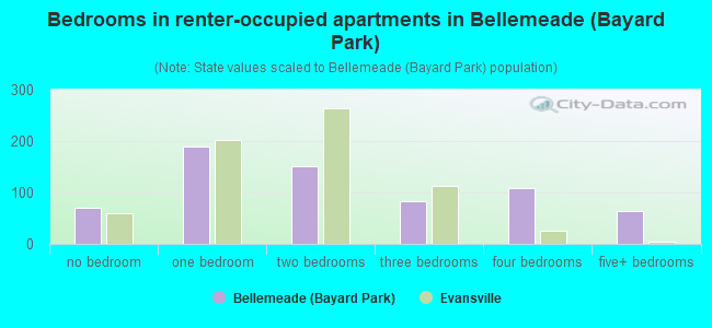 Bedrooms in renter-occupied apartments in Bellemeade (Bayard Park)