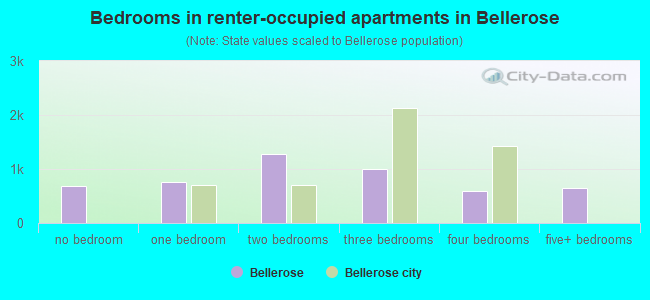 Bedrooms in renter-occupied apartments in Bellerose