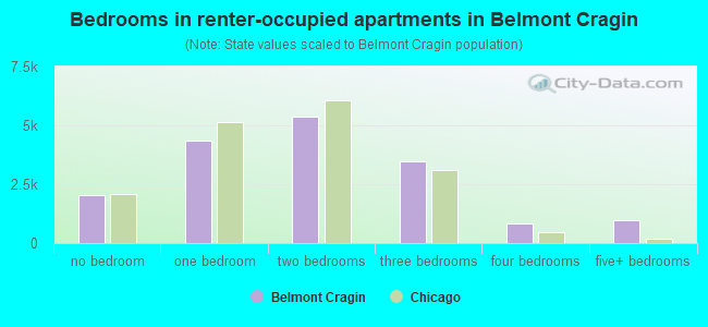 Bedrooms in renter-occupied apartments in Belmont Cragin