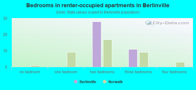 Bedrooms in renter-occupied apartments in Berlinville