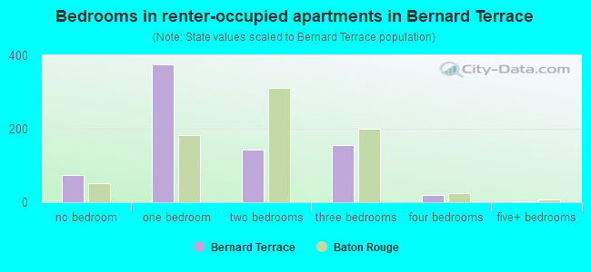 Bedrooms in renter-occupied apartments in Bernard Terrace