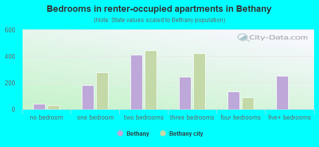 Bedrooms in renter-occupied apartments in Bethany