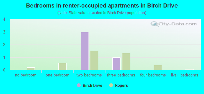 Bedrooms in renter-occupied apartments in Birch Drive