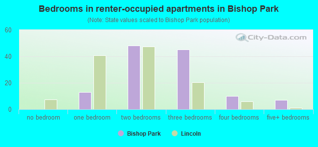 Bedrooms in renter-occupied apartments in Bishop Park