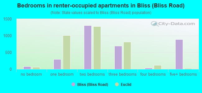 Bedrooms in renter-occupied apartments in Bliss (Bliss Road)