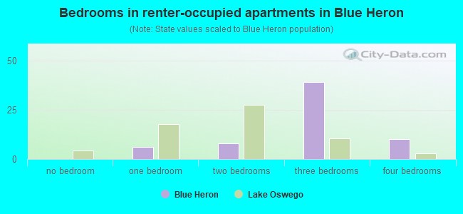 Bedrooms in renter-occupied apartments in Blue Heron