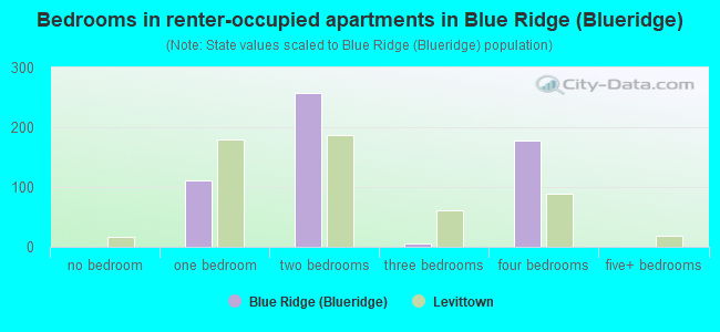 Bedrooms in renter-occupied apartments in Blue Ridge (Blueridge)