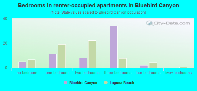 Bedrooms in renter-occupied apartments in Bluebird Canyon