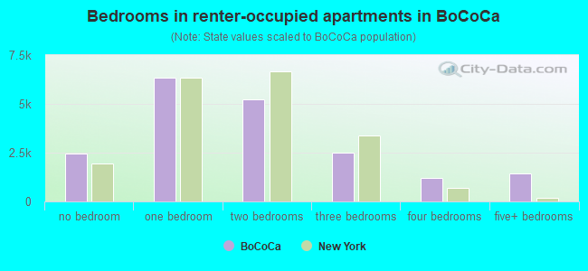 Bedrooms in renter-occupied apartments in BoCoCa
