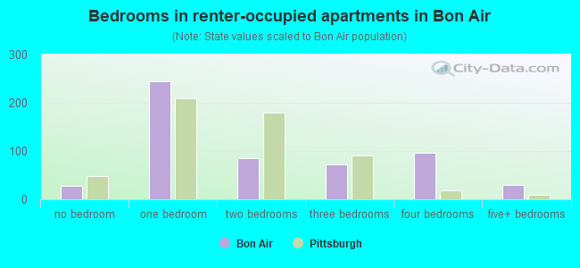 Bedrooms in renter-occupied apartments in Bon Air