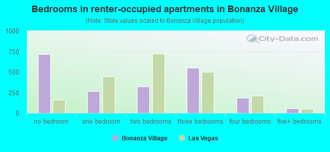 Bedrooms in renter-occupied apartments in Bonanza Village