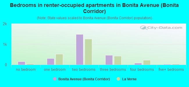 Bedrooms in renter-occupied apartments in Bonita Avenue (Bonita Corridor)