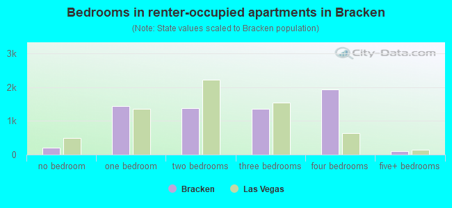 Bedrooms in renter-occupied apartments in Bracken