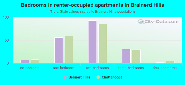 Bedrooms in renter-occupied apartments in Brainerd Hills