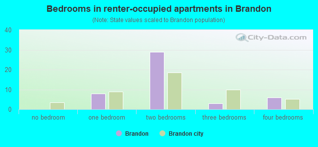 Bedrooms in renter-occupied apartments in Brandon