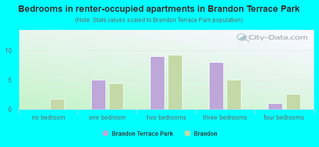 Bedrooms in renter-occupied apartments in Brandon Terrace Park