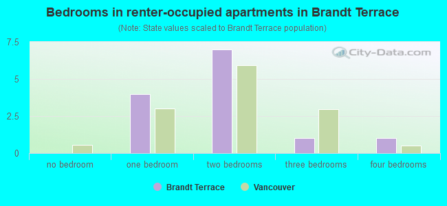 Bedrooms in renter-occupied apartments in Brandt Terrace