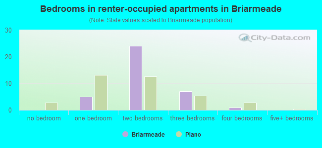 Bedrooms in renter-occupied apartments in Briarmeade