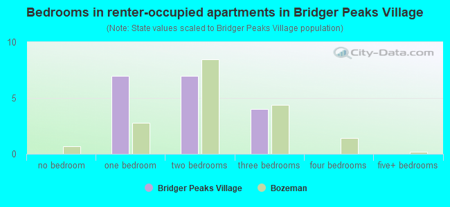 Bedrooms in renter-occupied apartments in Bridger Peaks Village