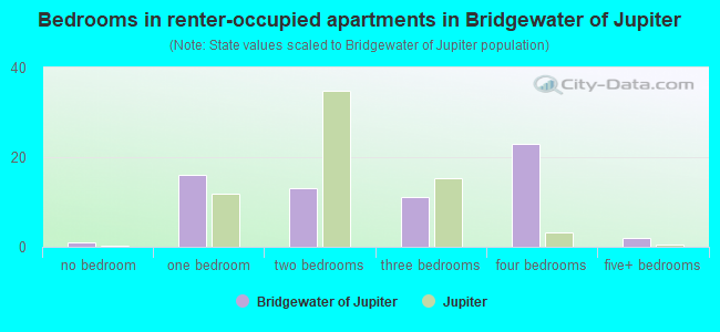 Bedrooms in renter-occupied apartments in Bridgewater of Jupiter