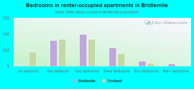 Bedrooms in renter-occupied apartments in Bridlemile