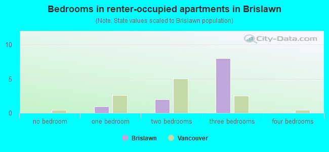 Bedrooms in renter-occupied apartments in Brislawn