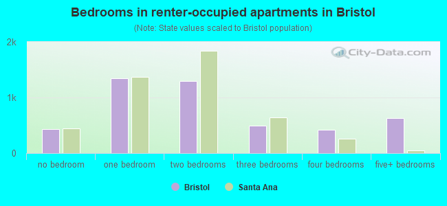 Bedrooms in renter-occupied apartments in Bristol