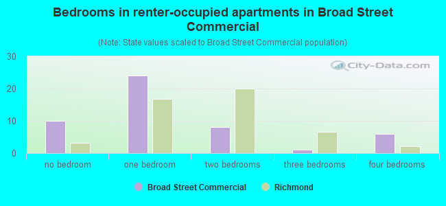 Bedrooms in renter-occupied apartments in Broad Street Commercial