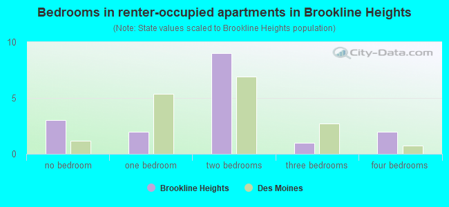 Bedrooms in renter-occupied apartments in Brookline Heights