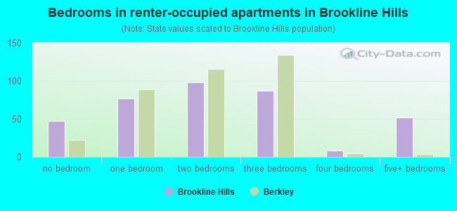 Bedrooms in renter-occupied apartments in Brookline Hills