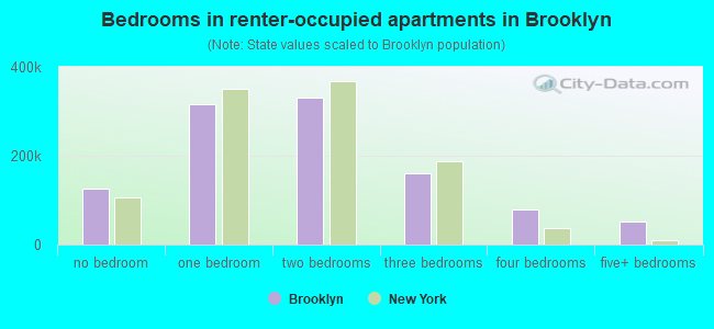 Bedrooms in renter-occupied apartments in Brooklyn