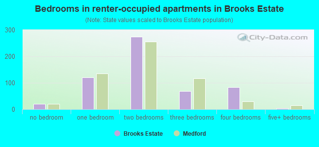 Bedrooms in renter-occupied apartments in Brooks Estate