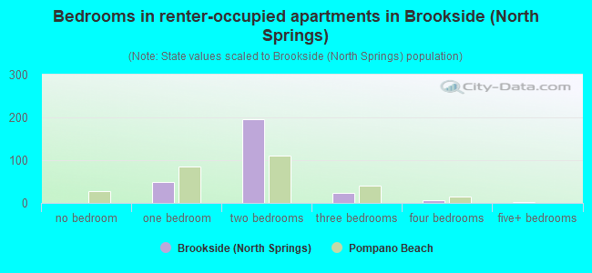 Bedrooms in renter-occupied apartments in Brookside (North Springs)