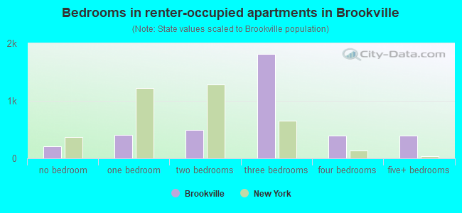 Bedrooms in renter-occupied apartments in Brookville
