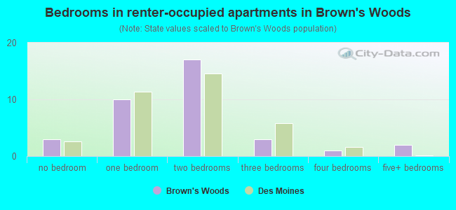 Bedrooms in renter-occupied apartments in Brown's Woods