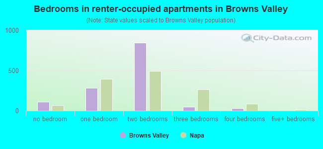 Bedrooms in renter-occupied apartments in Browns Valley