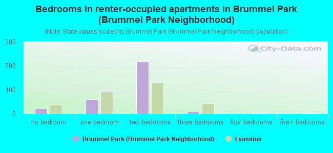 Bedrooms in renter-occupied apartments in Brummel Park (Brummel Park Neighborhood)