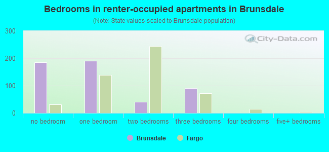 Bedrooms in renter-occupied apartments in Brunsdale
