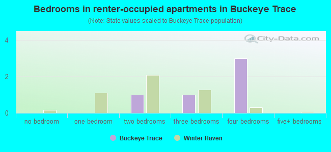 Bedrooms in renter-occupied apartments in Buckeye Trace