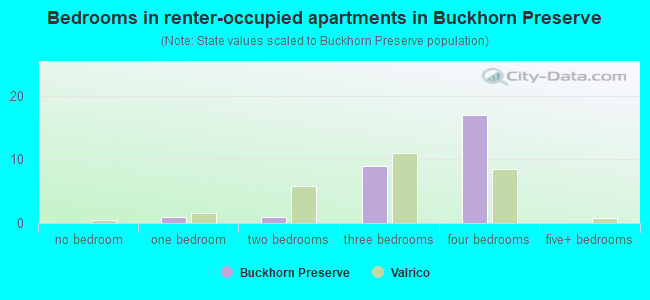 Bedrooms in renter-occupied apartments in Buckhorn Preserve