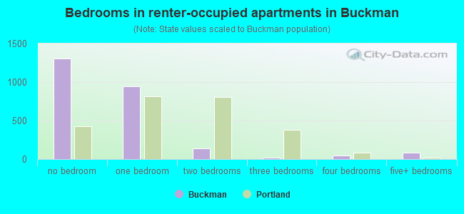 Bedrooms in renter-occupied apartments in Buckman