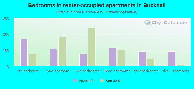 Bedrooms in renter-occupied apartments in Bucknall