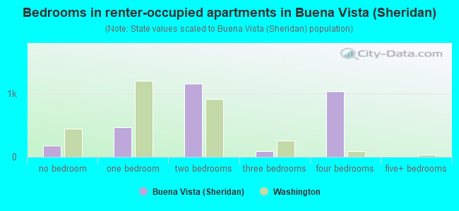 Bedrooms in renter-occupied apartments in Buena Vista (Sheridan)