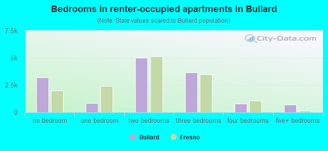 Bedrooms in renter-occupied apartments in Bullard