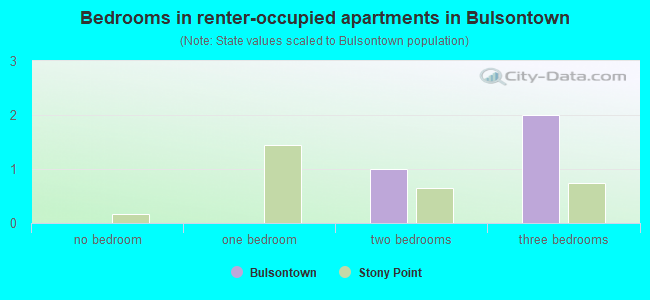 Bedrooms in renter-occupied apartments in Bulsontown