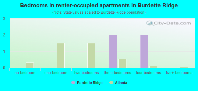 Bedrooms in renter-occupied apartments in Burdette Ridge