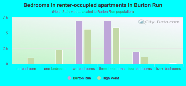 Bedrooms in renter-occupied apartments in Burton Run