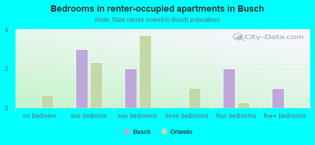 Bedrooms in renter-occupied apartments in Busch