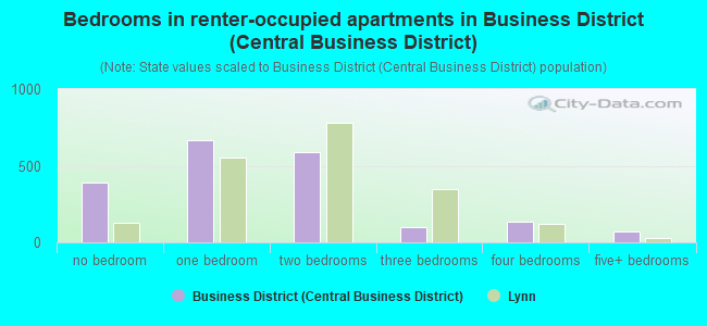 Bedrooms in renter-occupied apartments in Business District (Central Business District)
