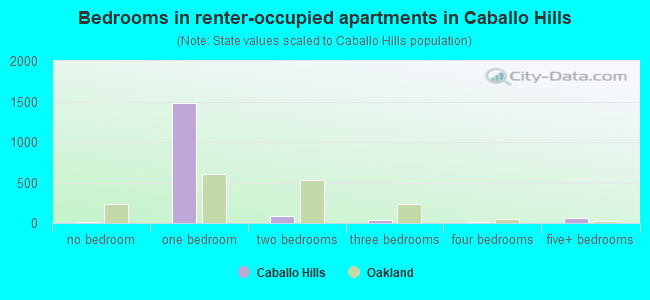 Bedrooms in renter-occupied apartments in Caballo Hills